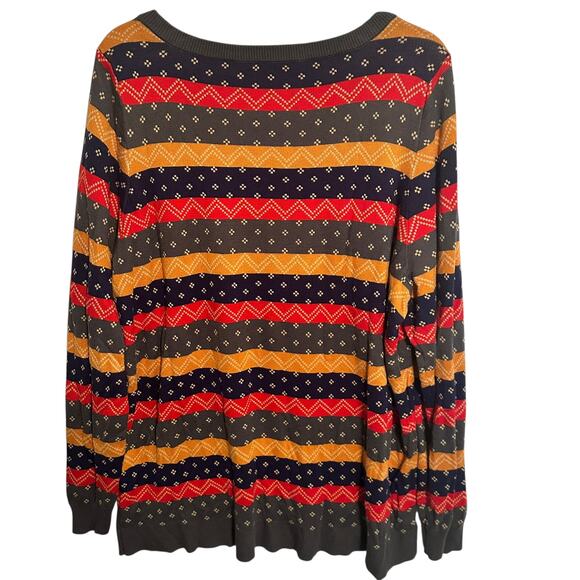 Modcloth Patterned Striped Sweater Womens Size 3X Multicolor Cotton Modal Boho - Picture 5 of 9